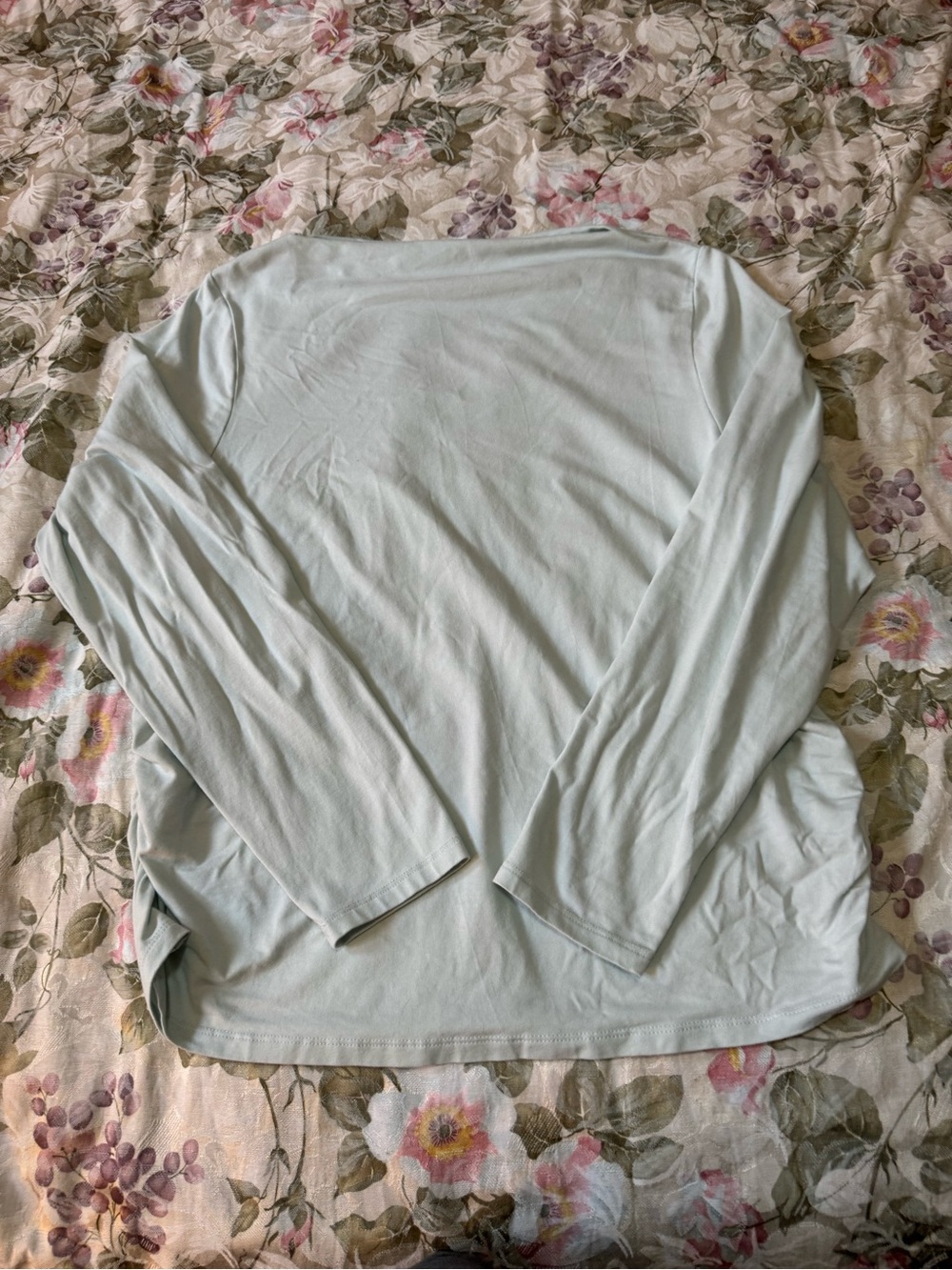 Old Navy XXL Seafoam Long Sleeve Slit Neck Ruched Cotton Modal Top